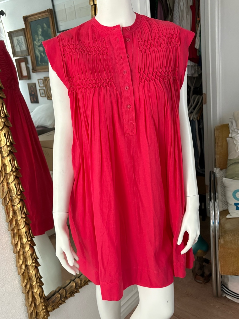 Madewell Cherry Red Embroidered Dress